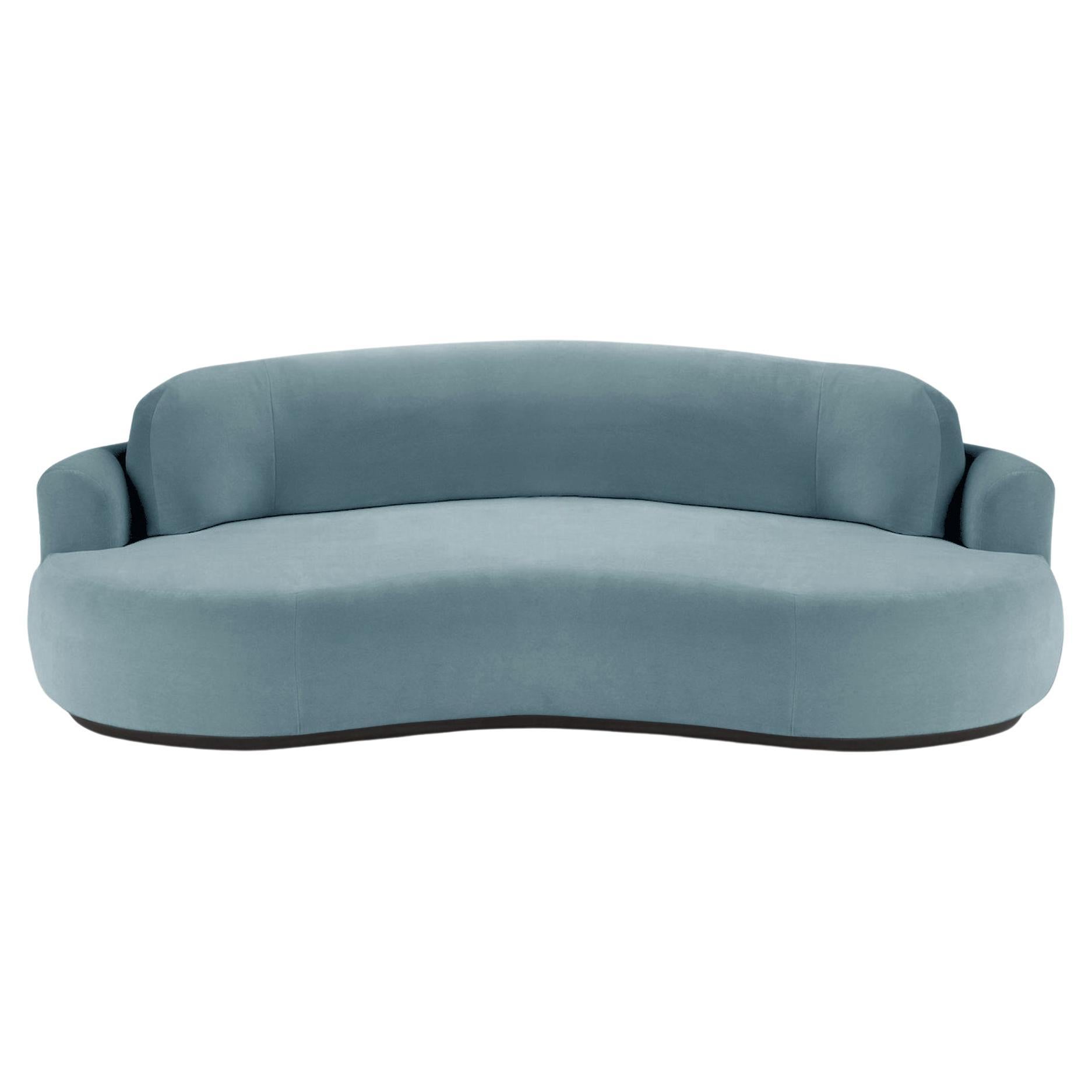 Naked Rundes Sofa, klein mit Eschenholz-Asche-056-5 und Pariser Dunkelblau