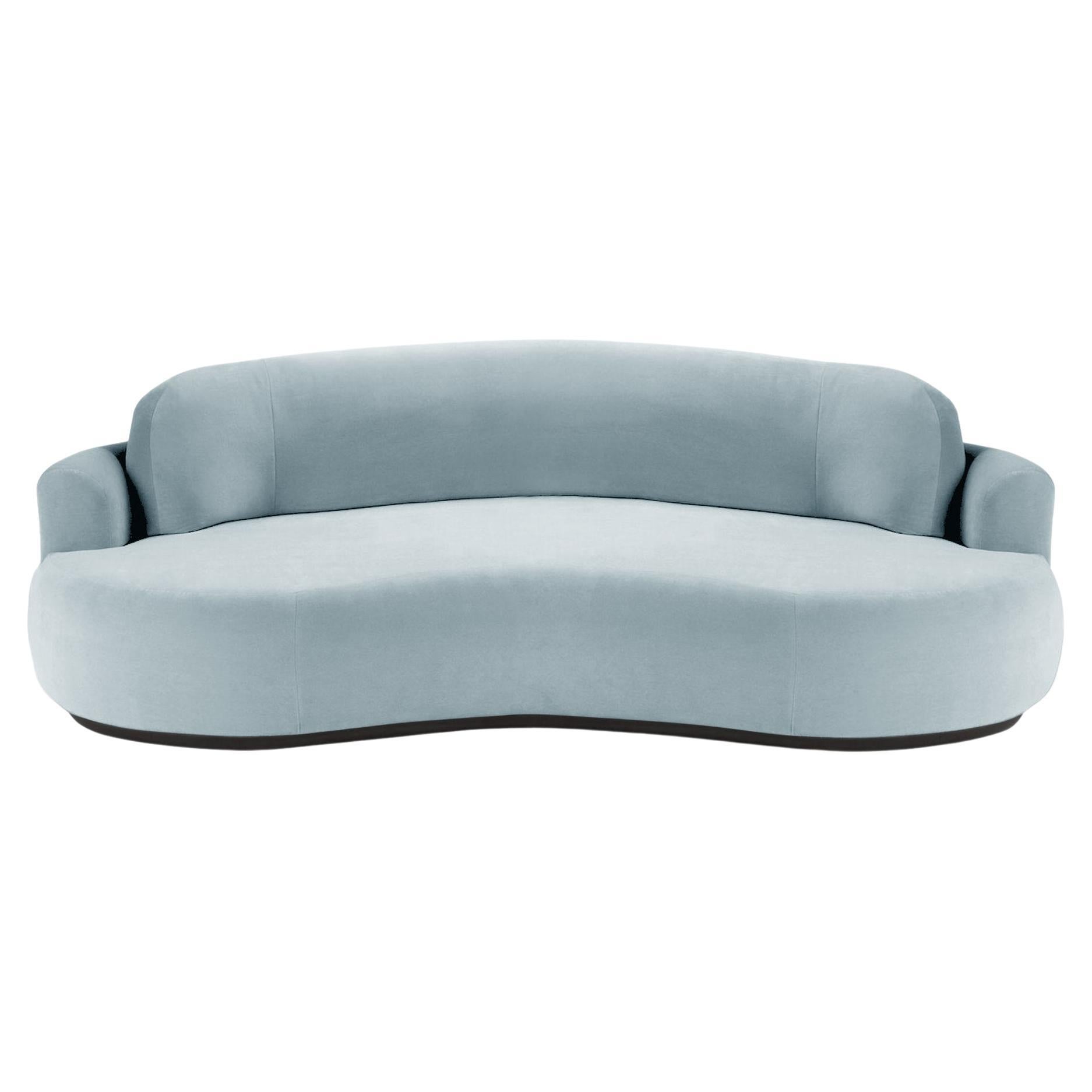 Gesichtiges rundes Sofa, klein mit Eschenholz-Asche-056-5 und Paris Safira