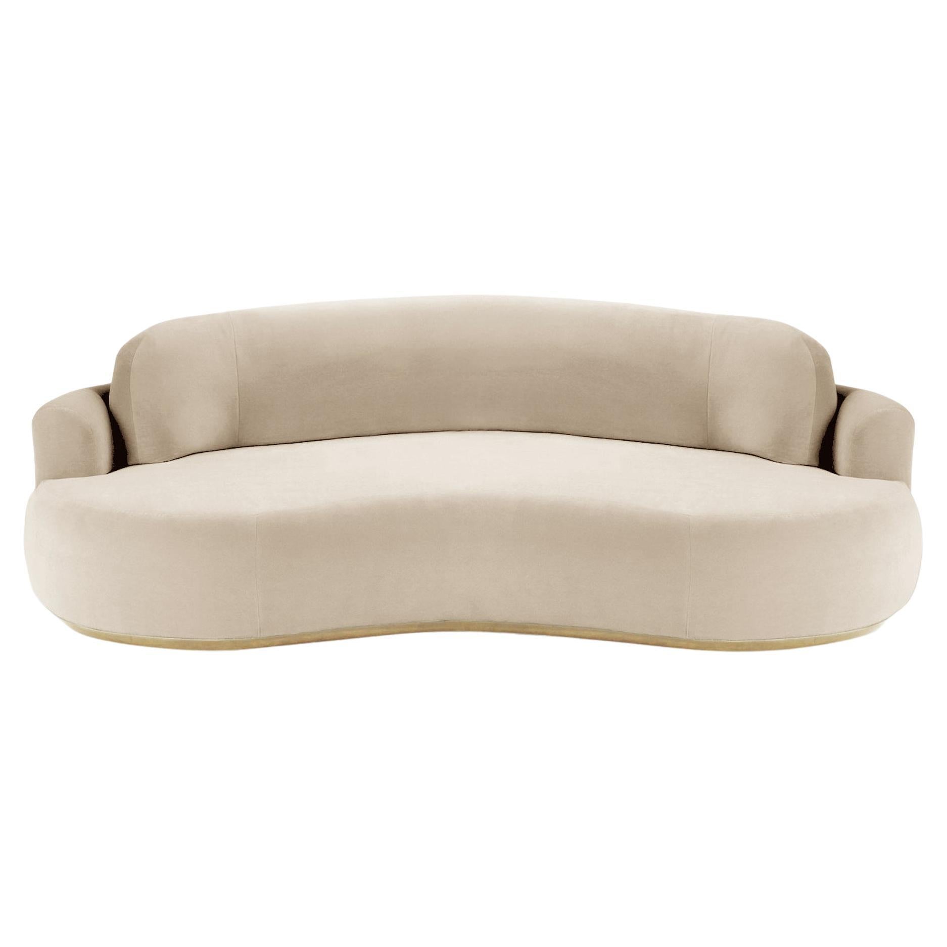 Naked Round Sofa, klein mit Eiche Natur und Boucle-Schneef im Angebot
