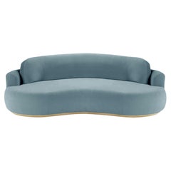 Naked Round Sofa, Small with Natural Oak and Paris Dark Blue