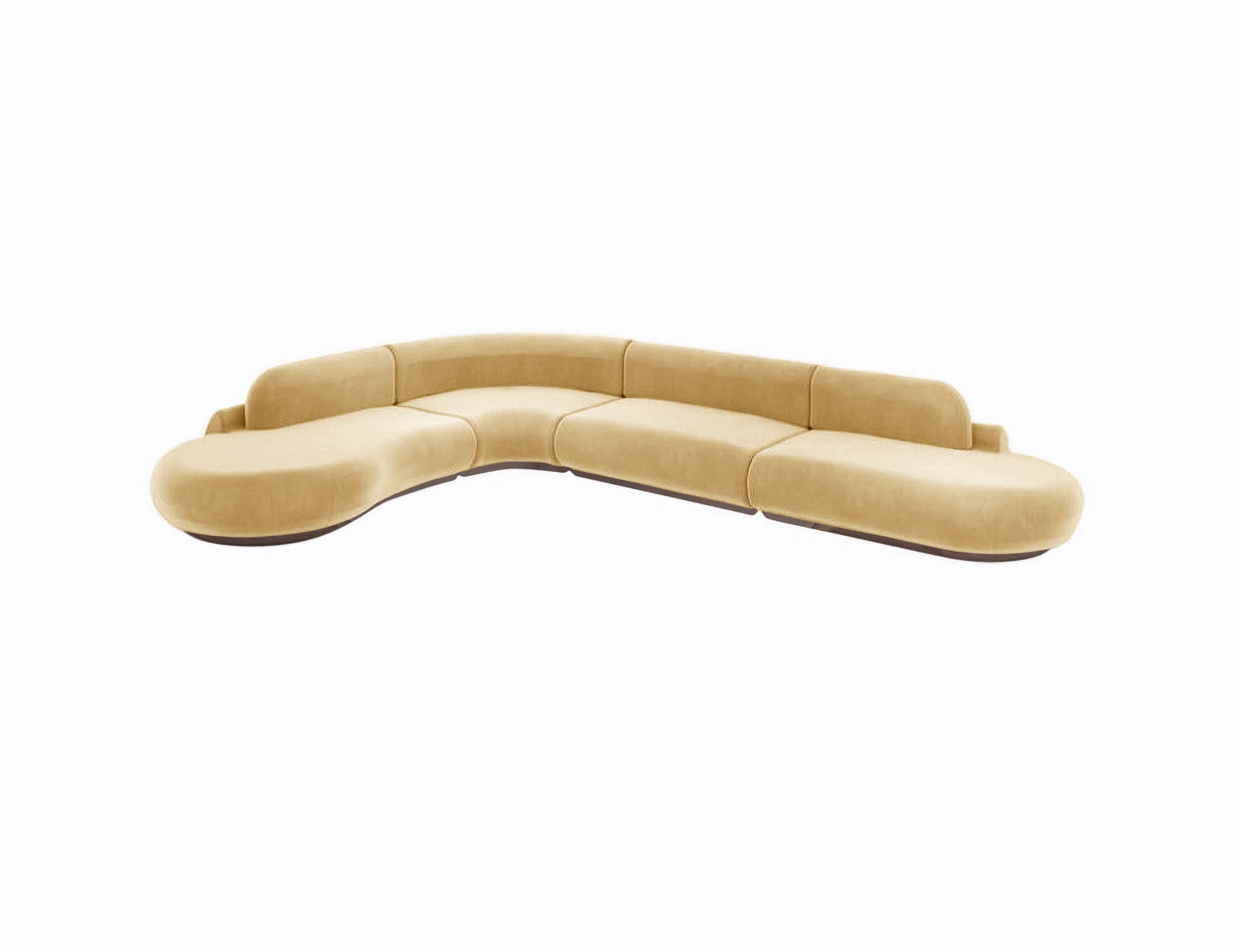 Naked Sectional Sofa, 4 Piece with Beech Ash-056-1 and Vigo Plantain For Sale
