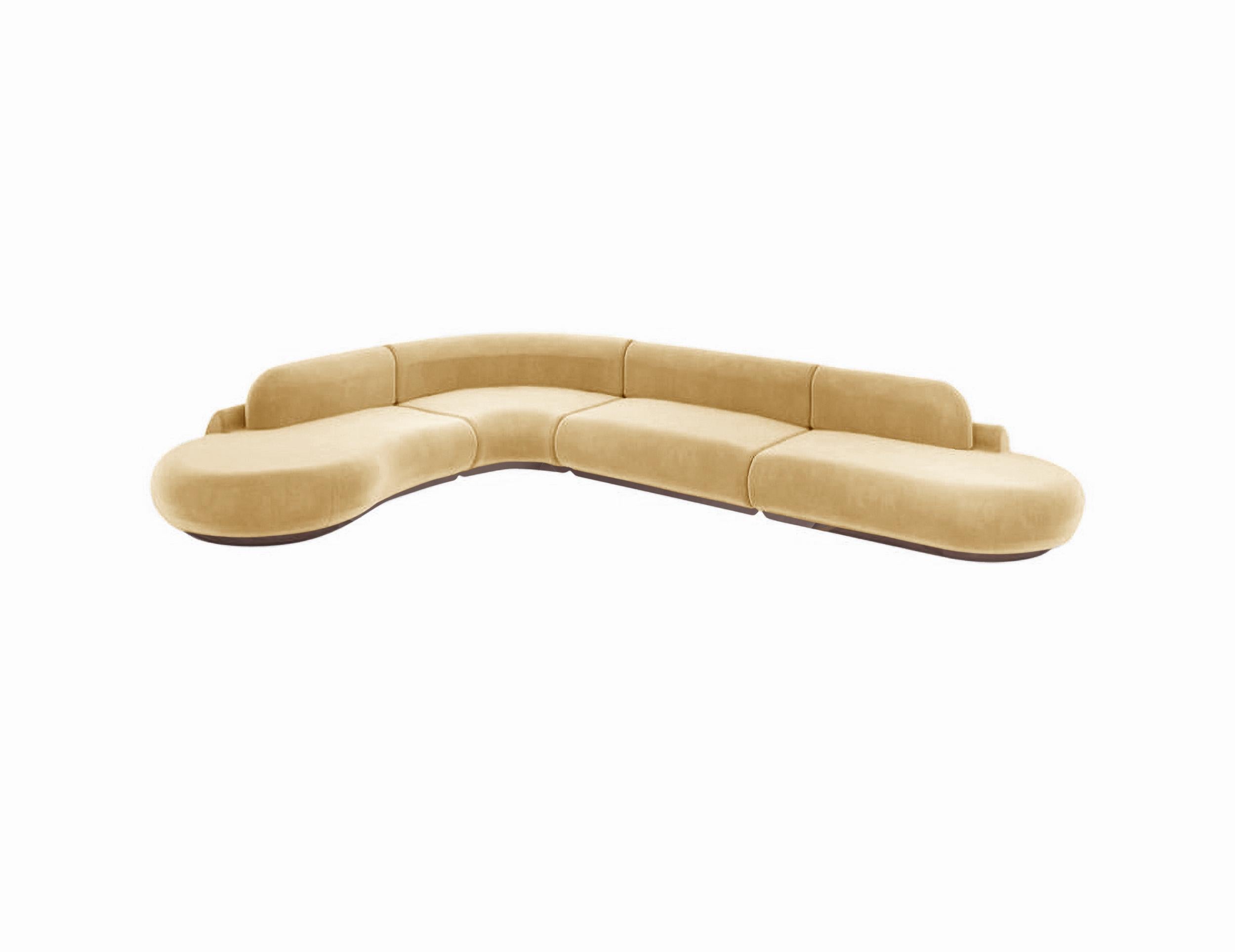 Naked Sectional Sofa, 4 Piece with Beech Ash-056-1 and Vigo Plantain