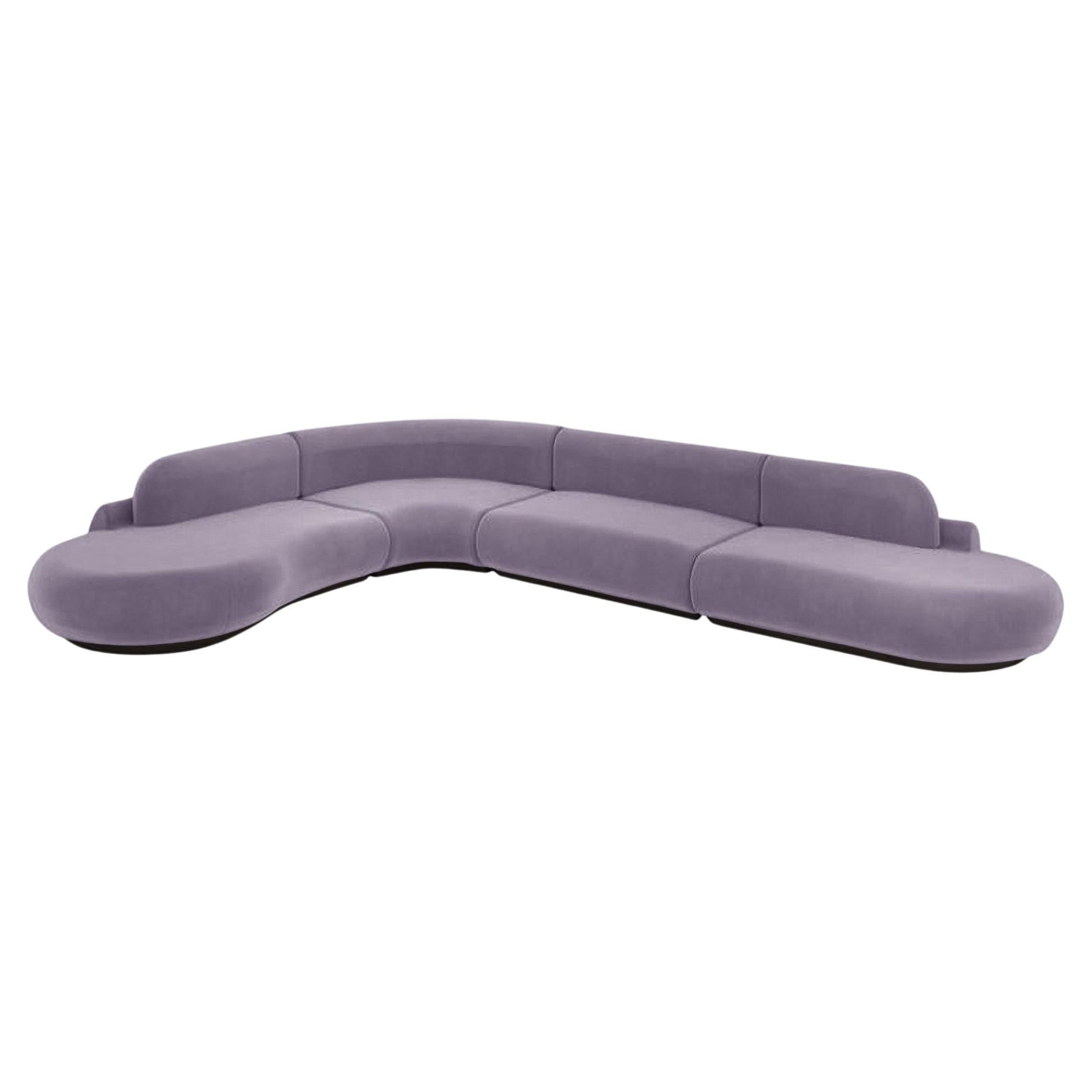 Divano Naked, 4 pezzi con Frassino-056-5 e Paris Lavanda