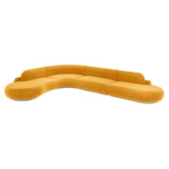 Naked Sectional Sofa, 4 Piece with Natural Oak and Corn