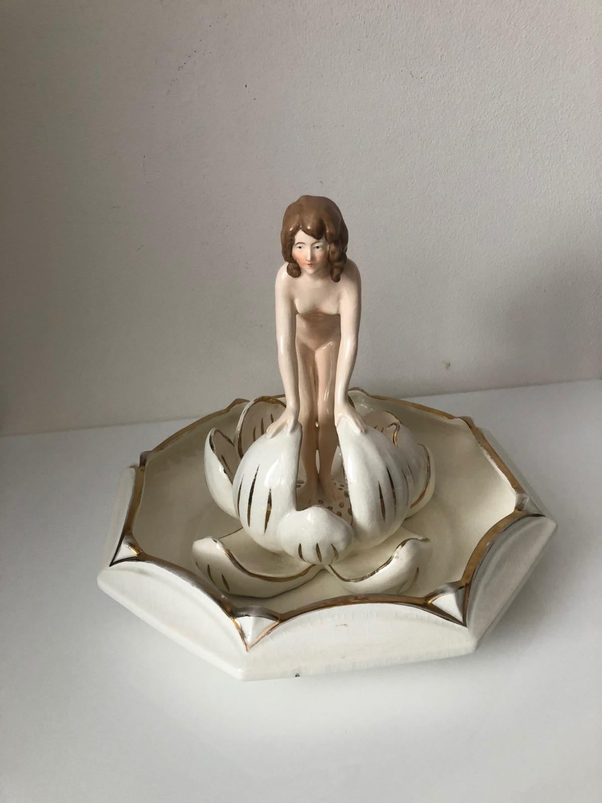Naked Woman in the Lily by Royal Dux For Sale 1
