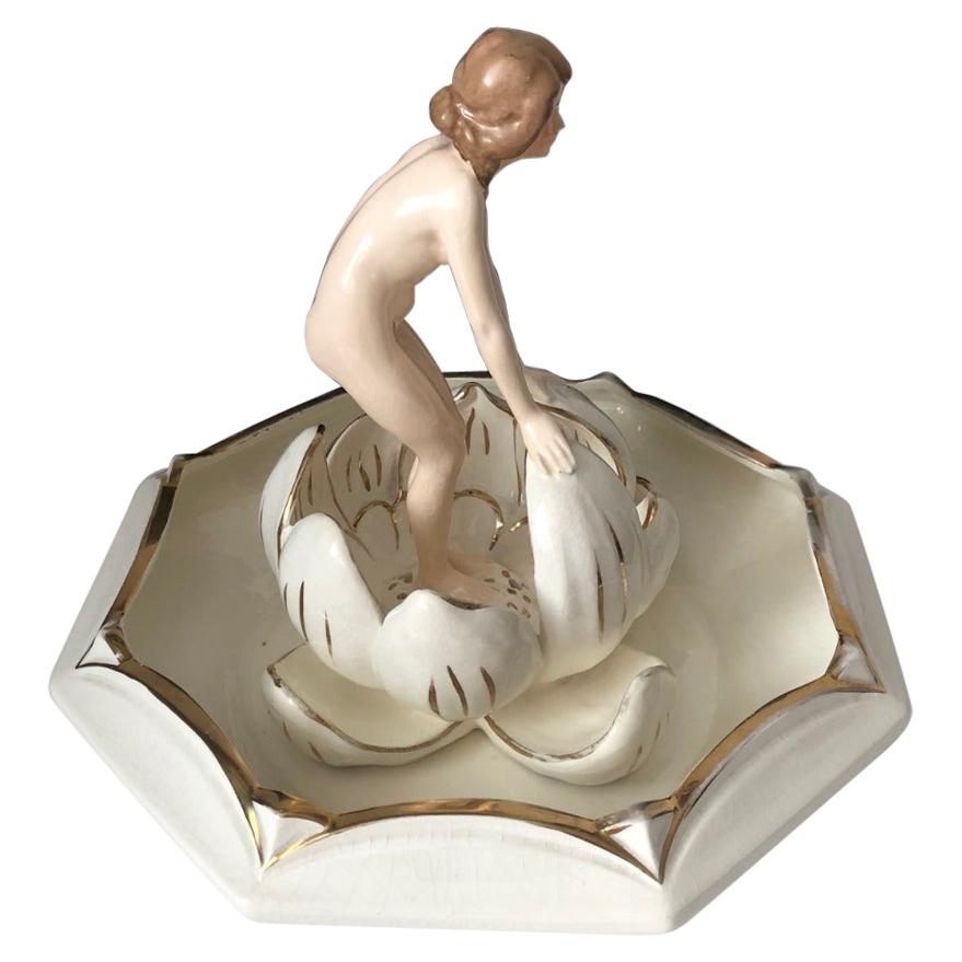 Naked Woman in the Lily by Royal Dux For Sale