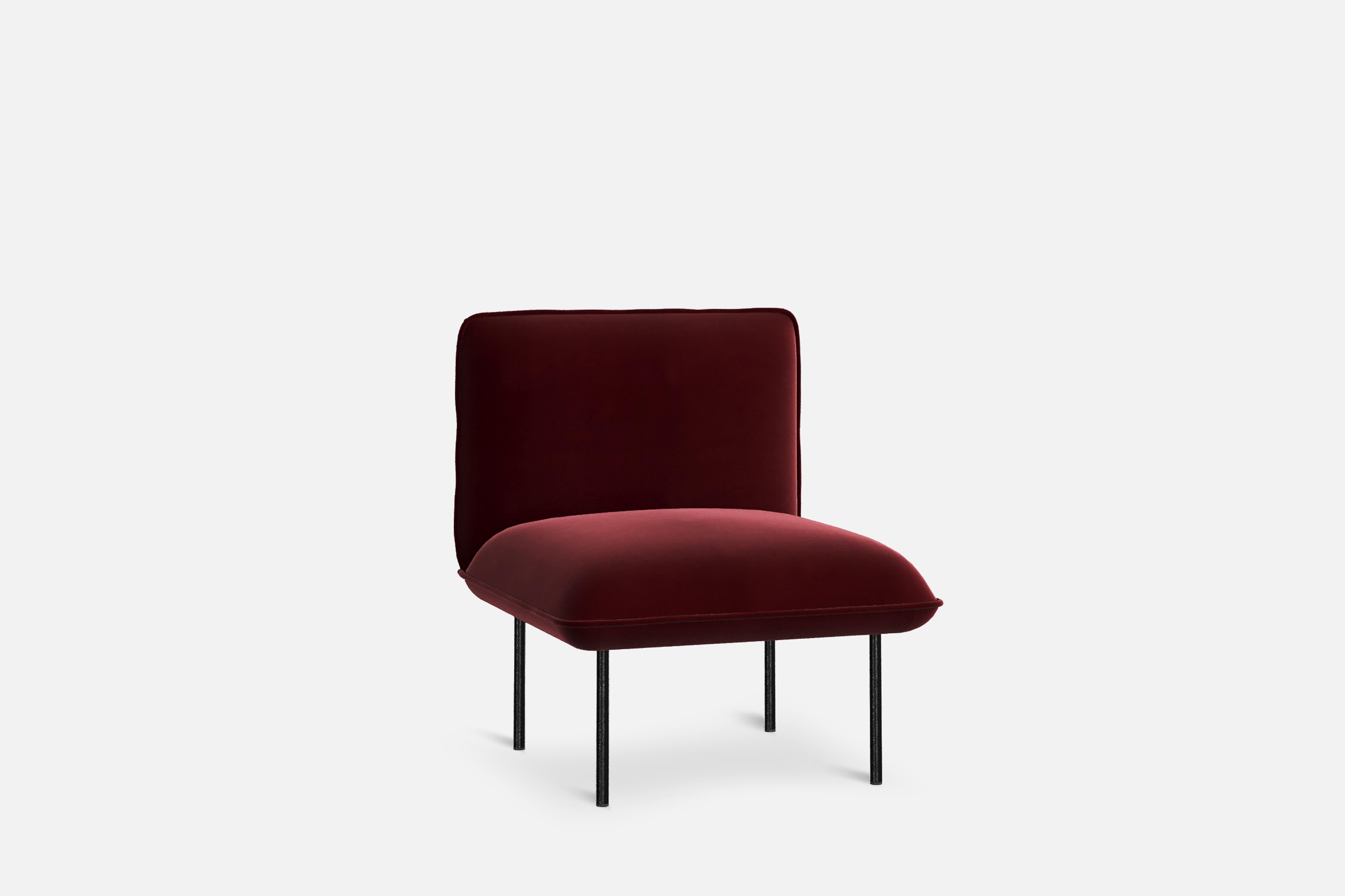 Nakki Lobby seater 1 by Mika Tolvanen.
Materials: Foam, Plywood, Elastic Belts, Memory Foam, Fabric (Harald 3).
Dimensions: D 78 x W 68 x H 82 cm.
Also available in different colours and materials. 

The founders, Mia and Torben Koed, decided
