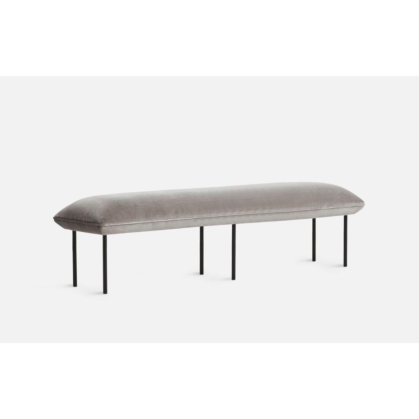 Nakki tall bench by Mika Tolvane.
Materials: foam, plywood, elastic belts, fabric (Harald 3, 0143).
Dimensions: D 45 x W 200 x H 51 cm.
Also available in different colours and materials.

The founders, Mia and Torben Koed, decided to put their