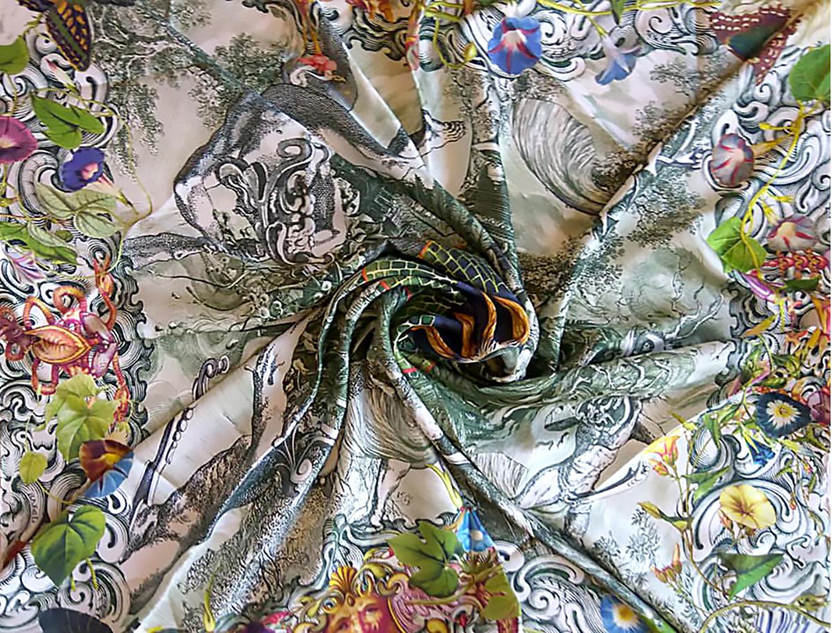 Hand-Painted Nakol Art by Natalia Kolpakova, Quiddich, 100% Silk Scarf For Sale