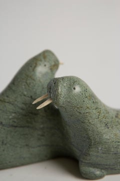 Nalenik Temela Dueling Stone Walrus - Lake Harbour / Kimmirut Signed