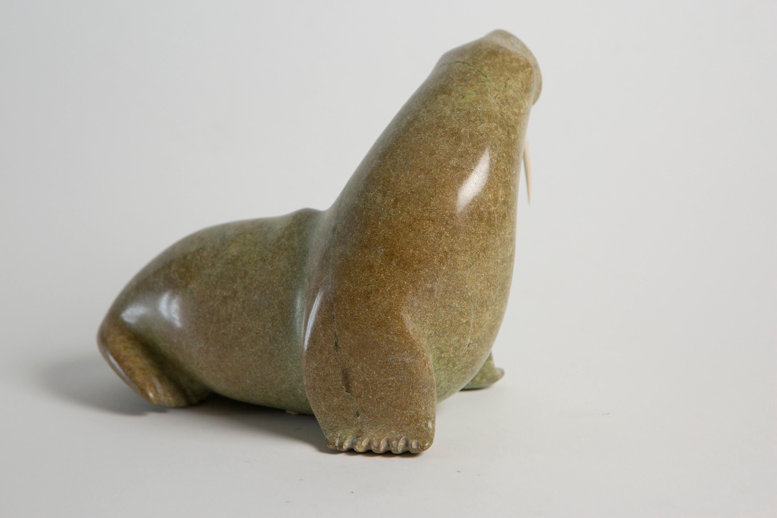Nalenik Temela Stone Walrus, Lake Harbour / Kimmirut - Signed  For Sale 3