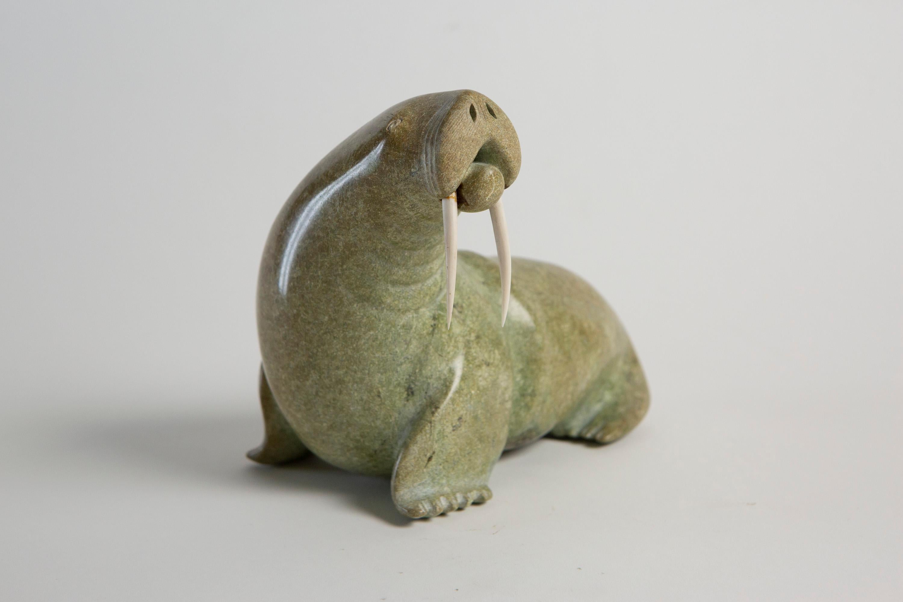 Nalenik Temela Stone Walrus, Lake Harbour / Kimmirut - Signed  In Good Condition For Sale In Los Angeles, CA