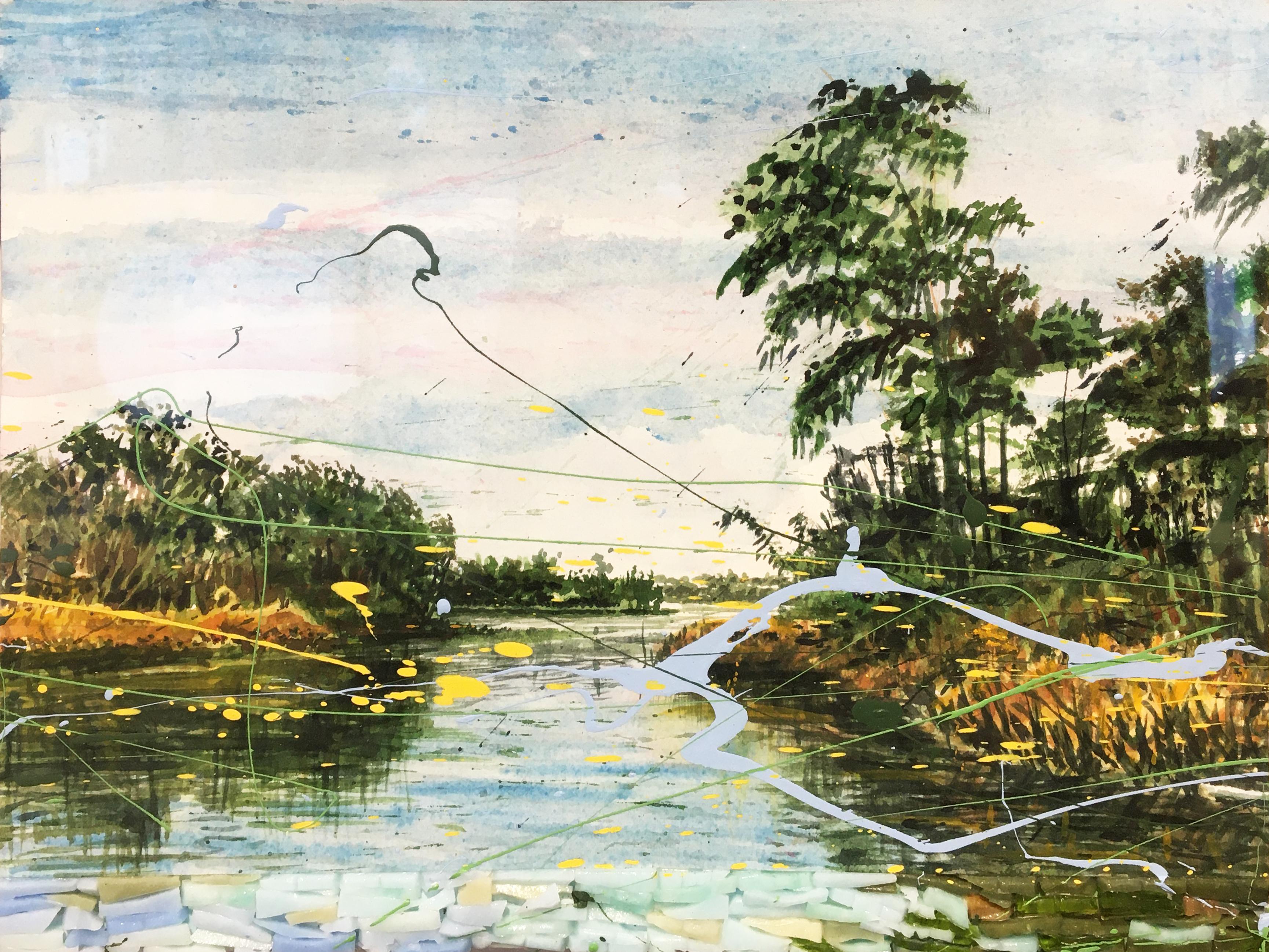 Venice, Louisiana Swamps (Naturalismus), Mixed Media Art, von Nall