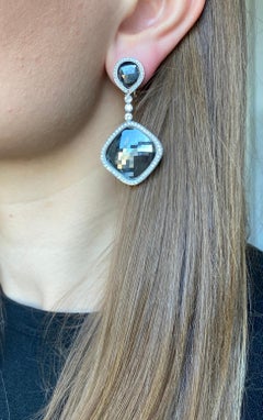 NALLY Black Rose Cut Diamond Pendant Earrings
