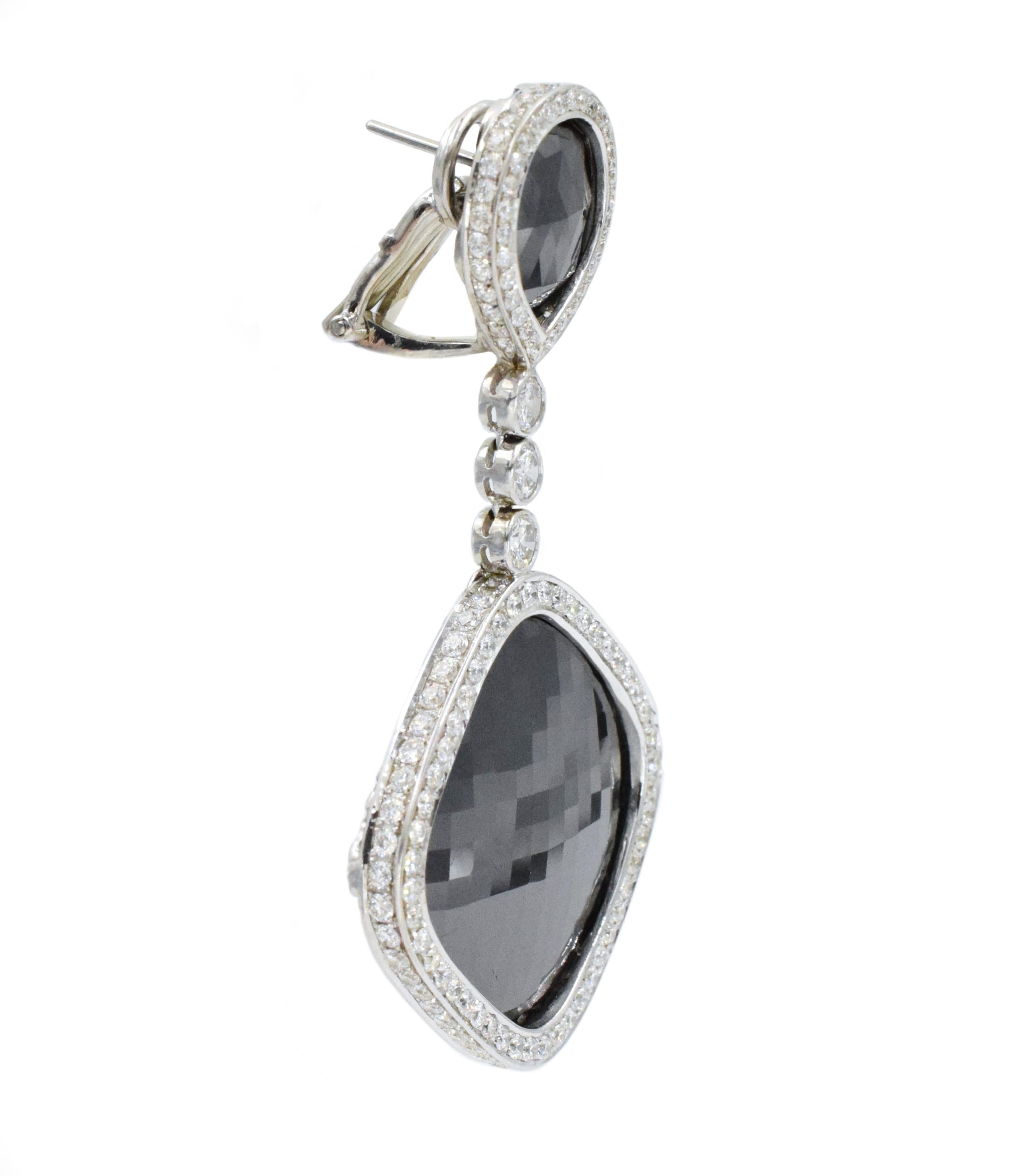 NALLY Schwarze Rosenschliff-Diamant-Anhänger-Ohrringe im Angebot 2
