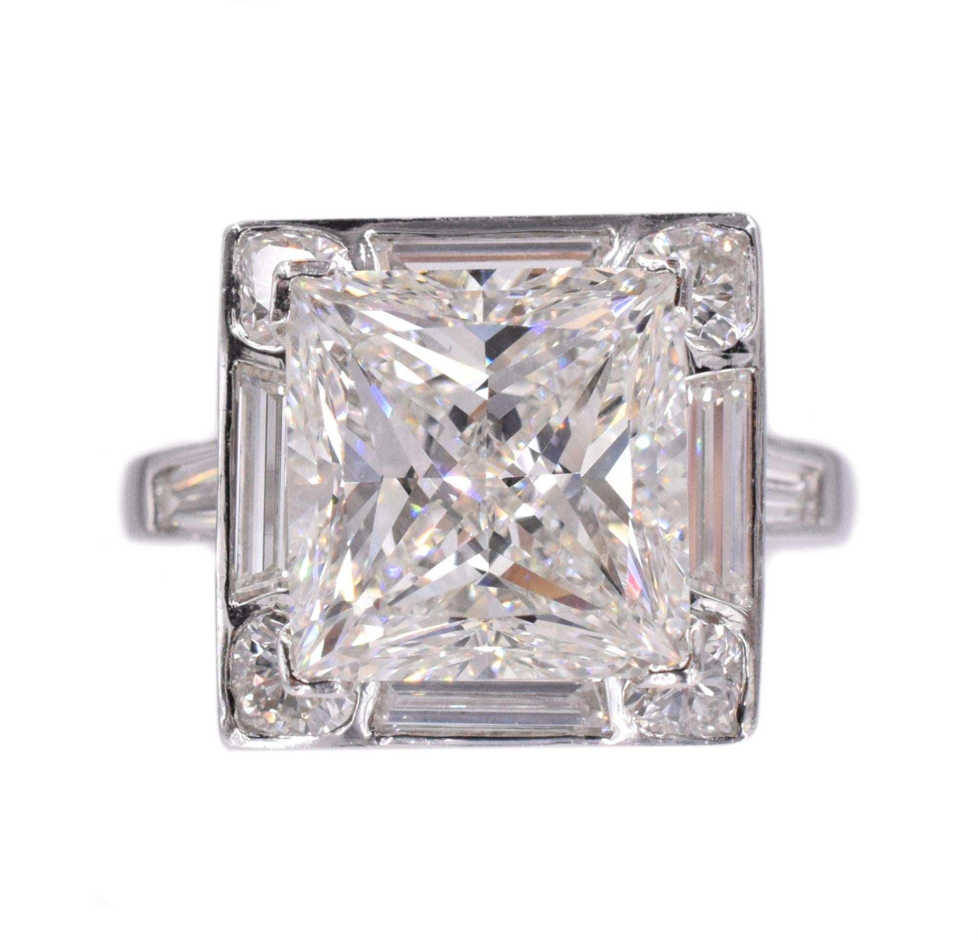 NALLY GIA 4.01 Princess Diamond  Ring in platinum. For Sale 1