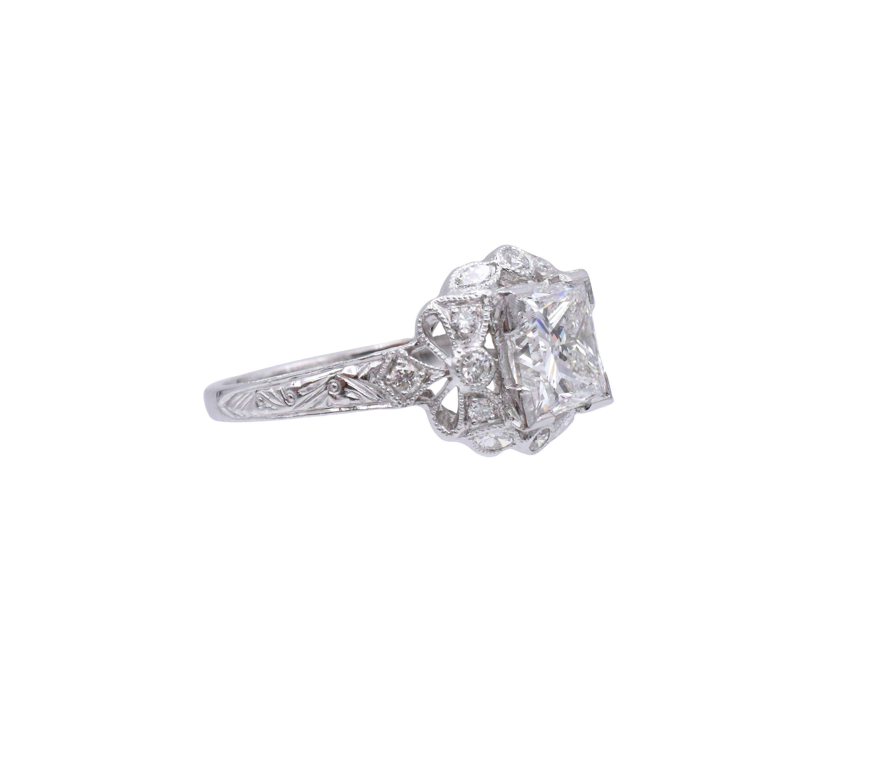 NALLY   G.I.A. Certified Princess Cut Diamond  Ring.  For Sale 1