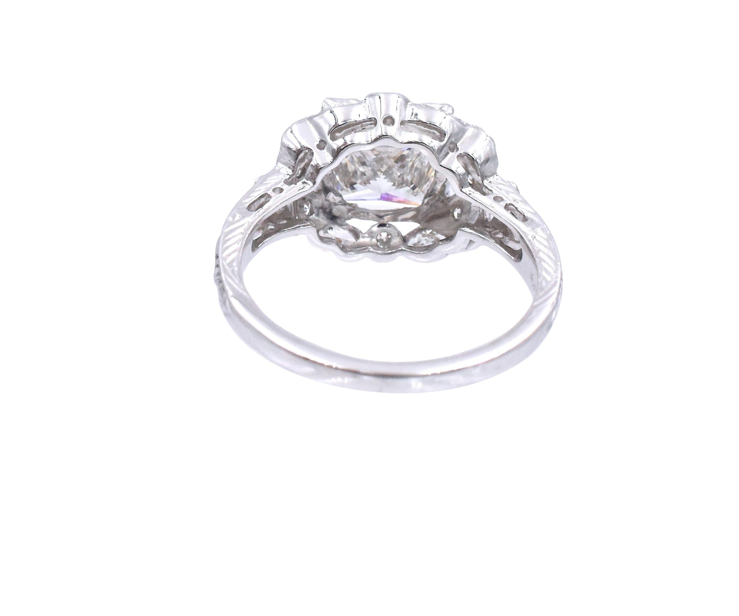 NALLY   G.I.A. Certified Princess Cut Diamond  Ring.  For Sale 2