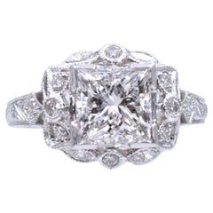 Antique NALLY   G.I.A. Certified Princess Cut Diamond  Ring. 