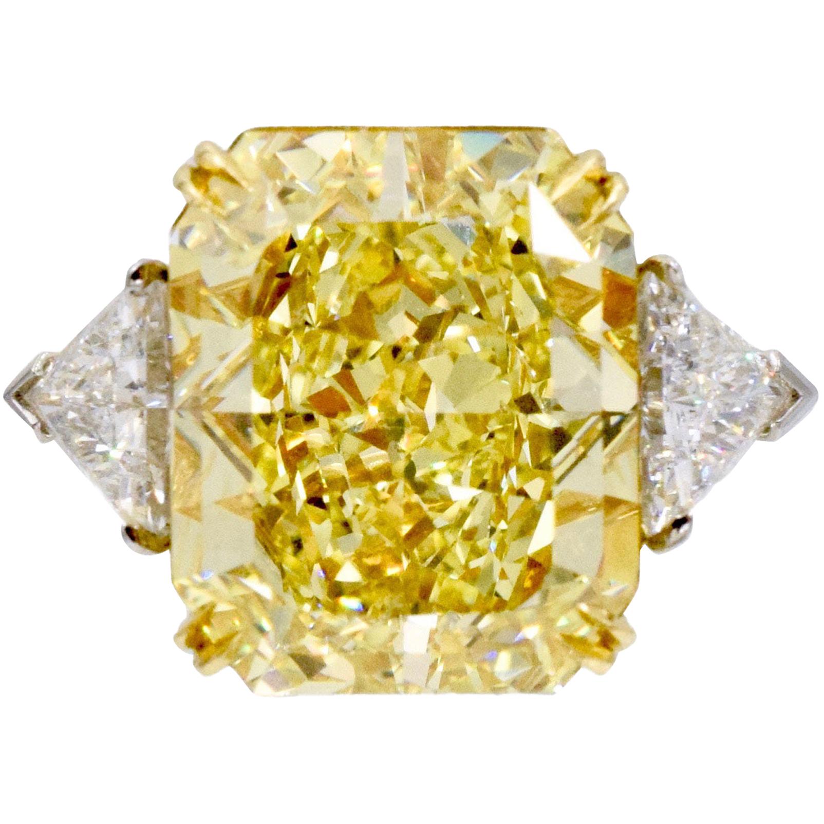 Intense Fancy Yellow G.I.A. 14.71 Carat Solitaire