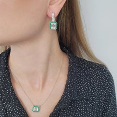 NALLY JEWELS Diamond & Emerald Earrings & Necklace Suite In 18k