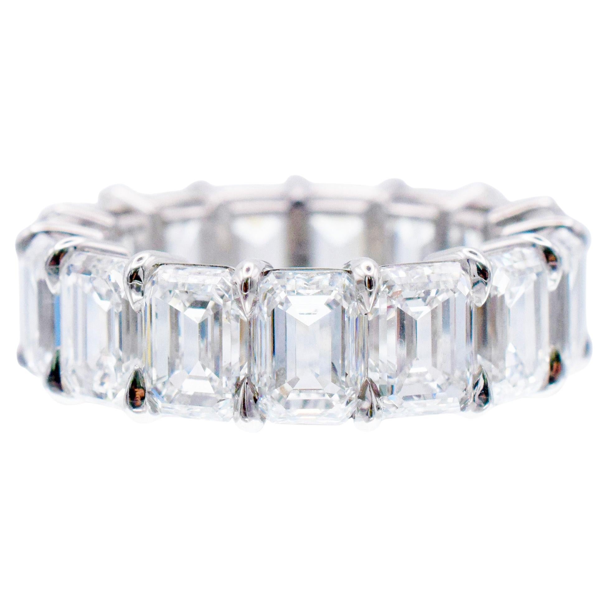 Nally Jewels GIA Smaragdschliff Diamant Jahrestag Band im Angebot