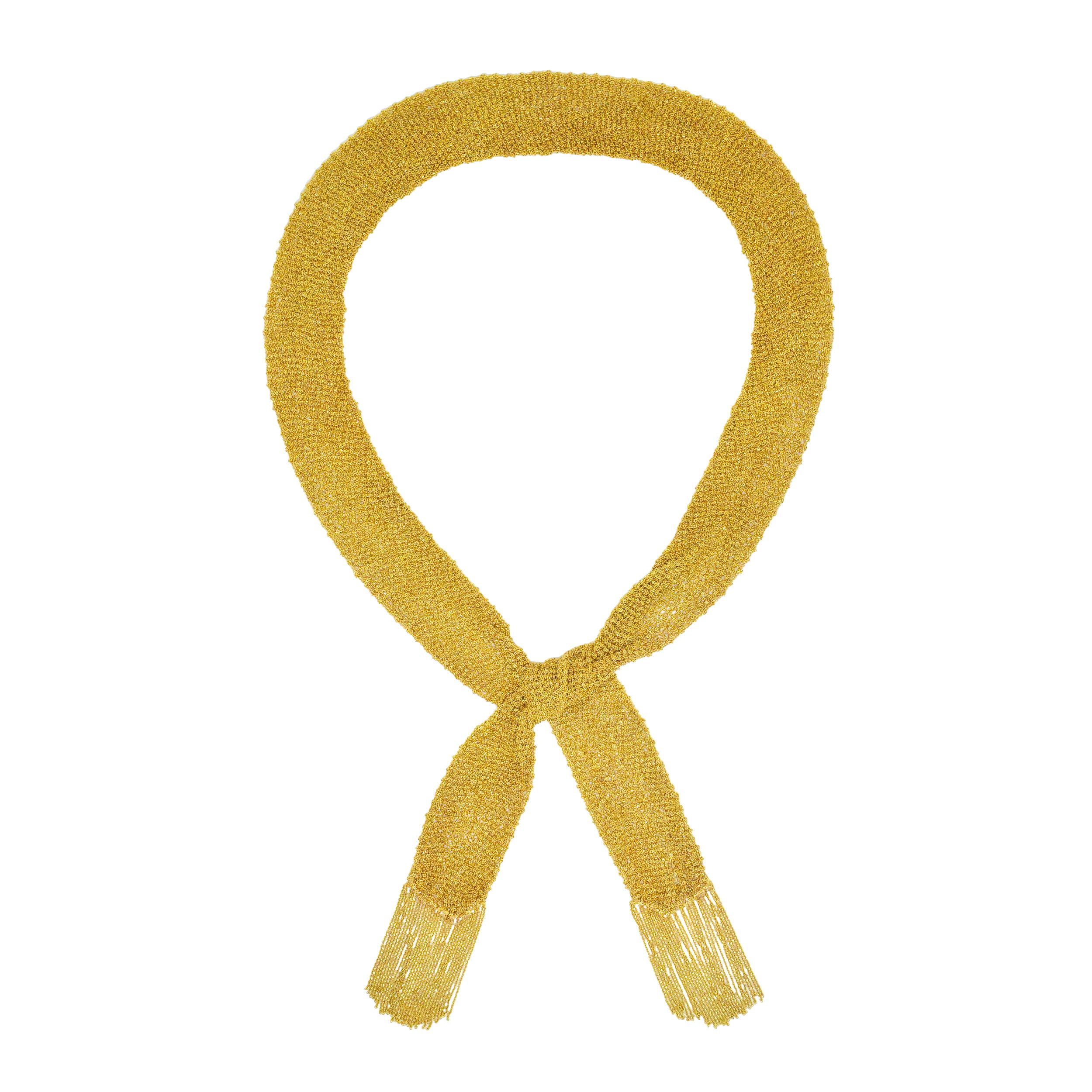 NALLY JEWELS Collier écharpe en maille d'or jaune 18k Unisexe en vente