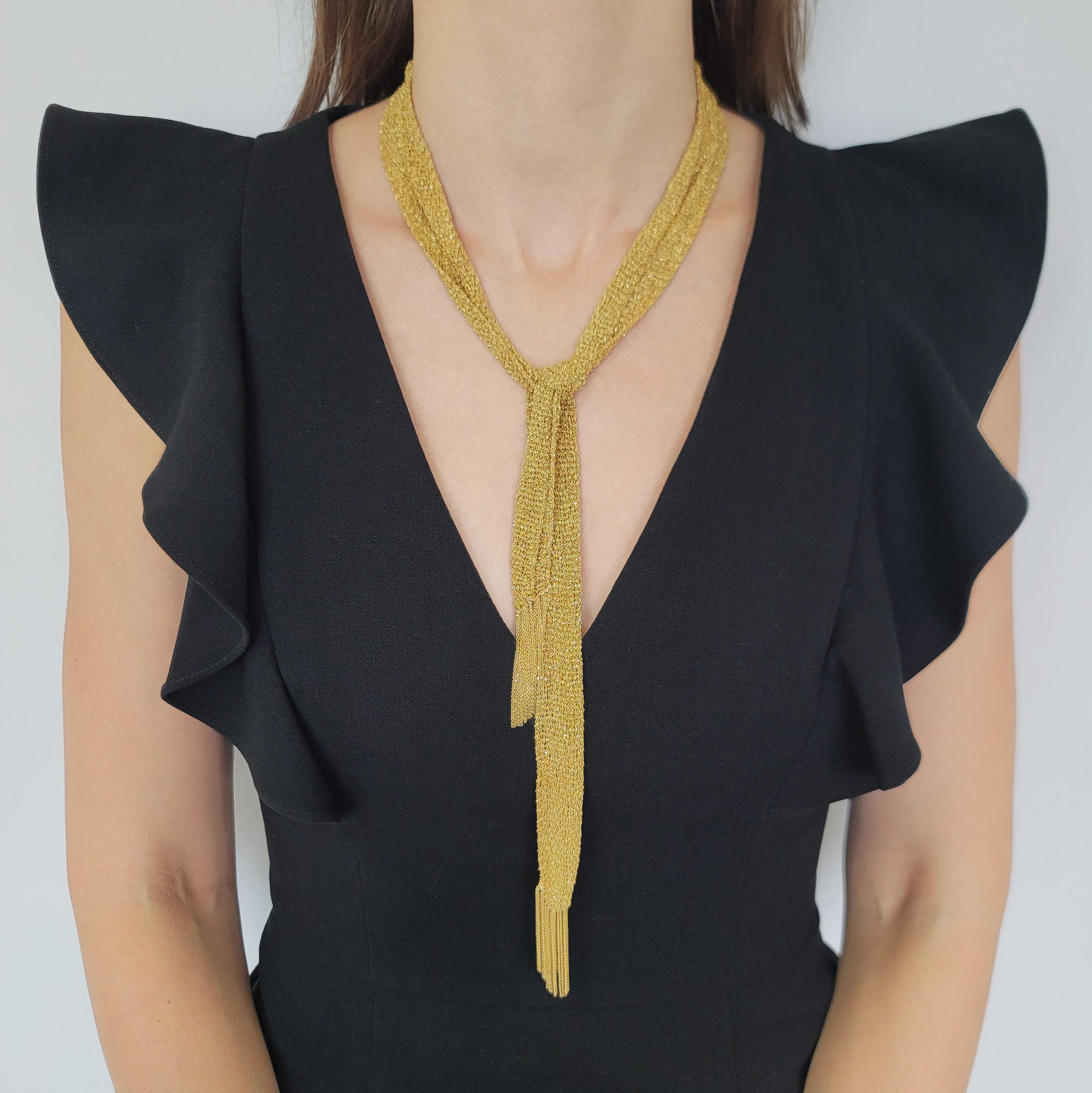 NALLY JEWELS Collier écharpe en maille d'or jaune 18k en vente 2