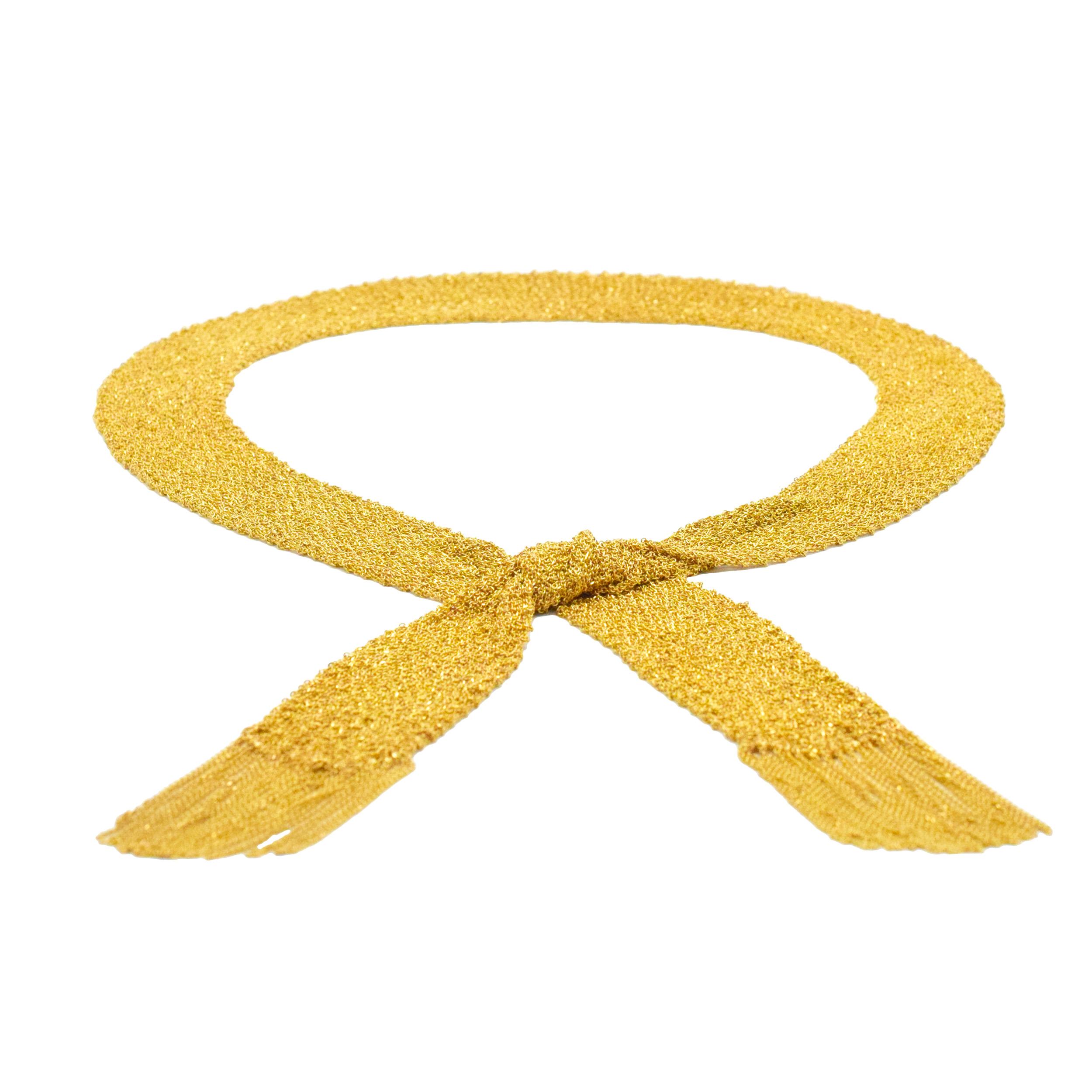 NALLY JEWELS Collier écharpe en maille d'or jaune 18k en vente 3