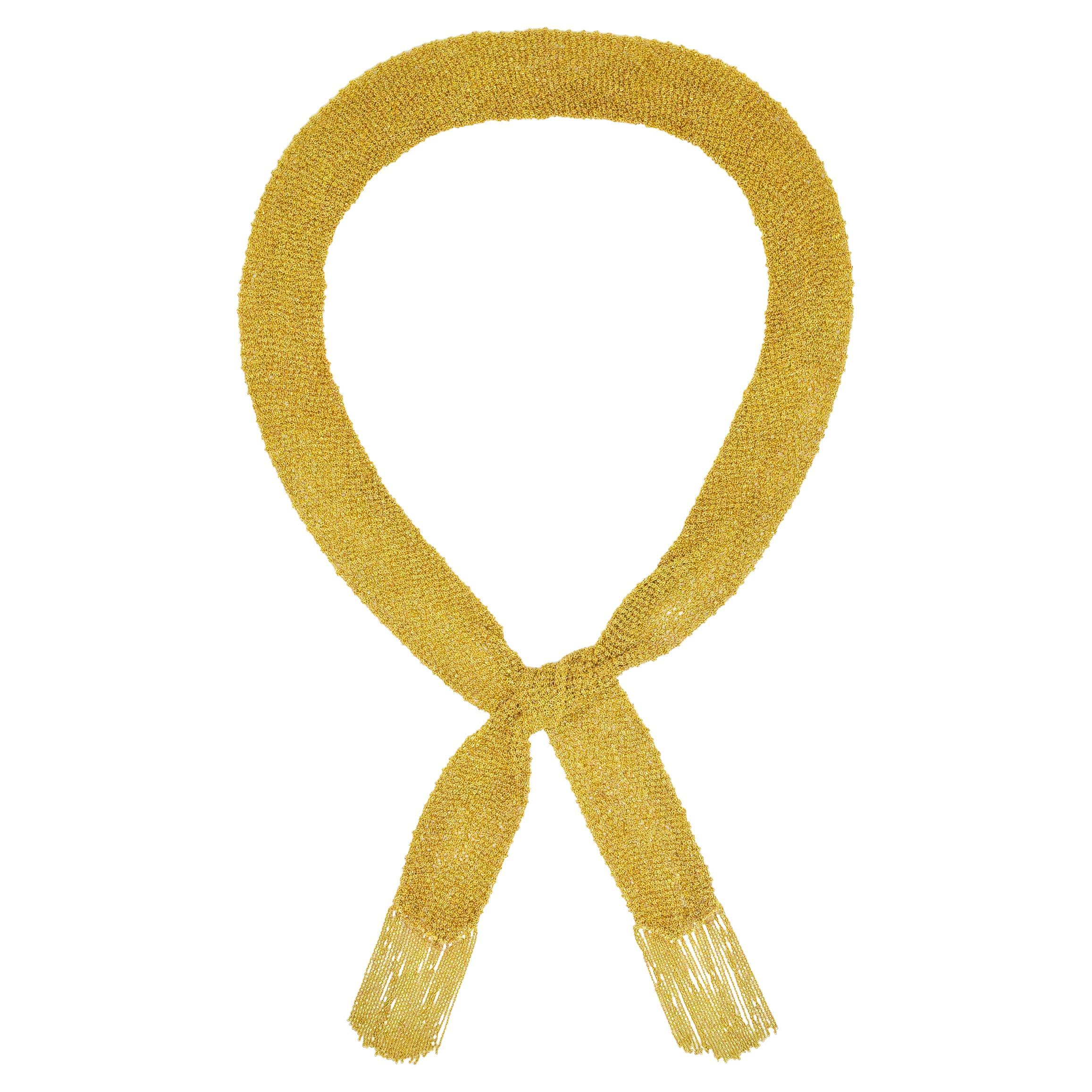 NALLY JEWELS Collier écharpe en maille d
or jaune 18k