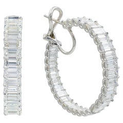 Hoop Earrings Inside-Out with Emerald Cut Diamonds