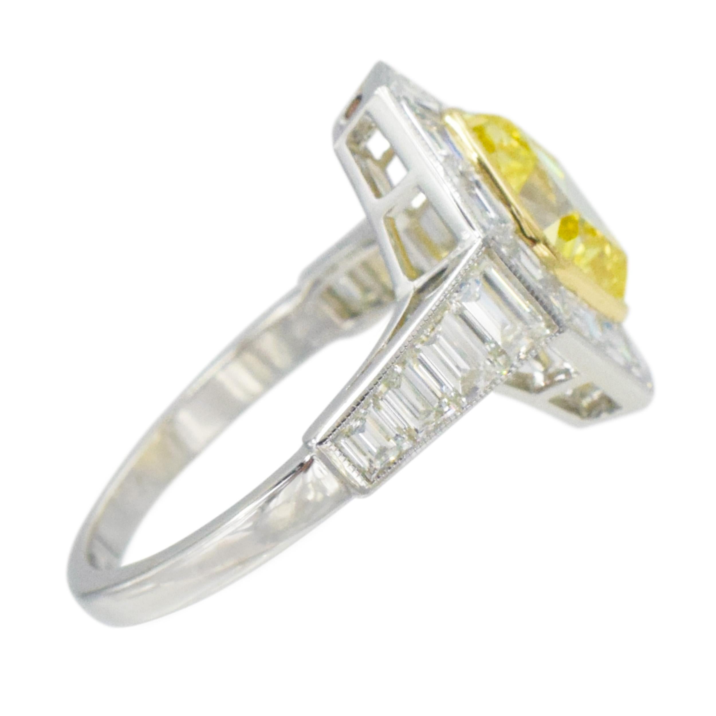 NALLY  Intense Fancy Yellow Color GIA Certified Diamond Ring For Sale 2
