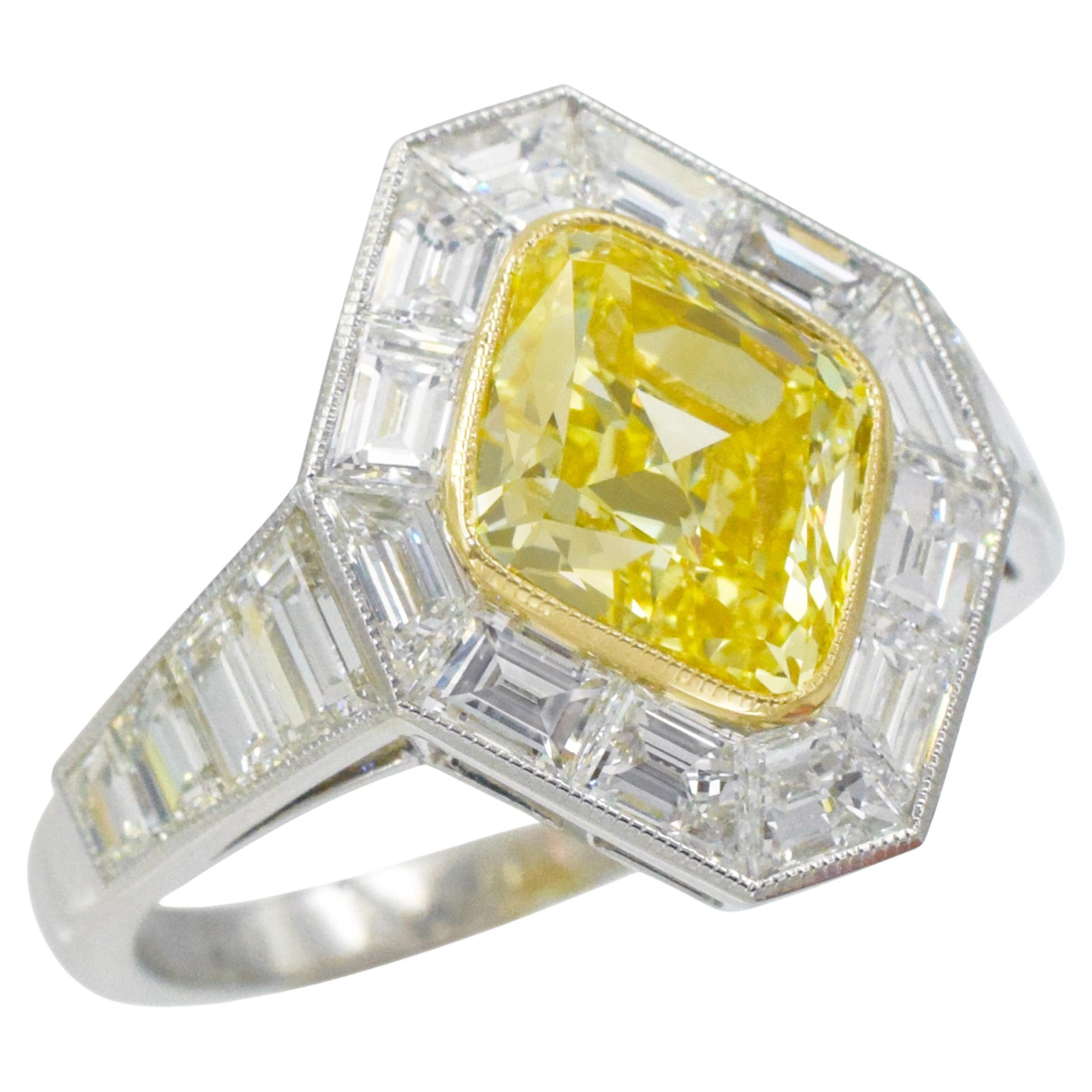 NALLY  Intense Fancy Yellow Color GIA Certified Diamond Ring
