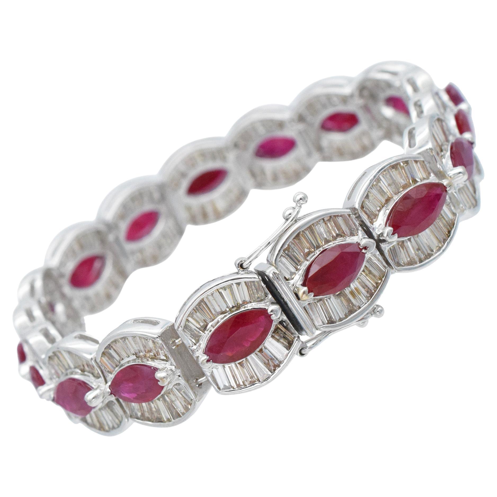 NALLY JEWELS  Ruby And Diamond Bracelet In 18k In Excellent Condition For Sale In New York, NY