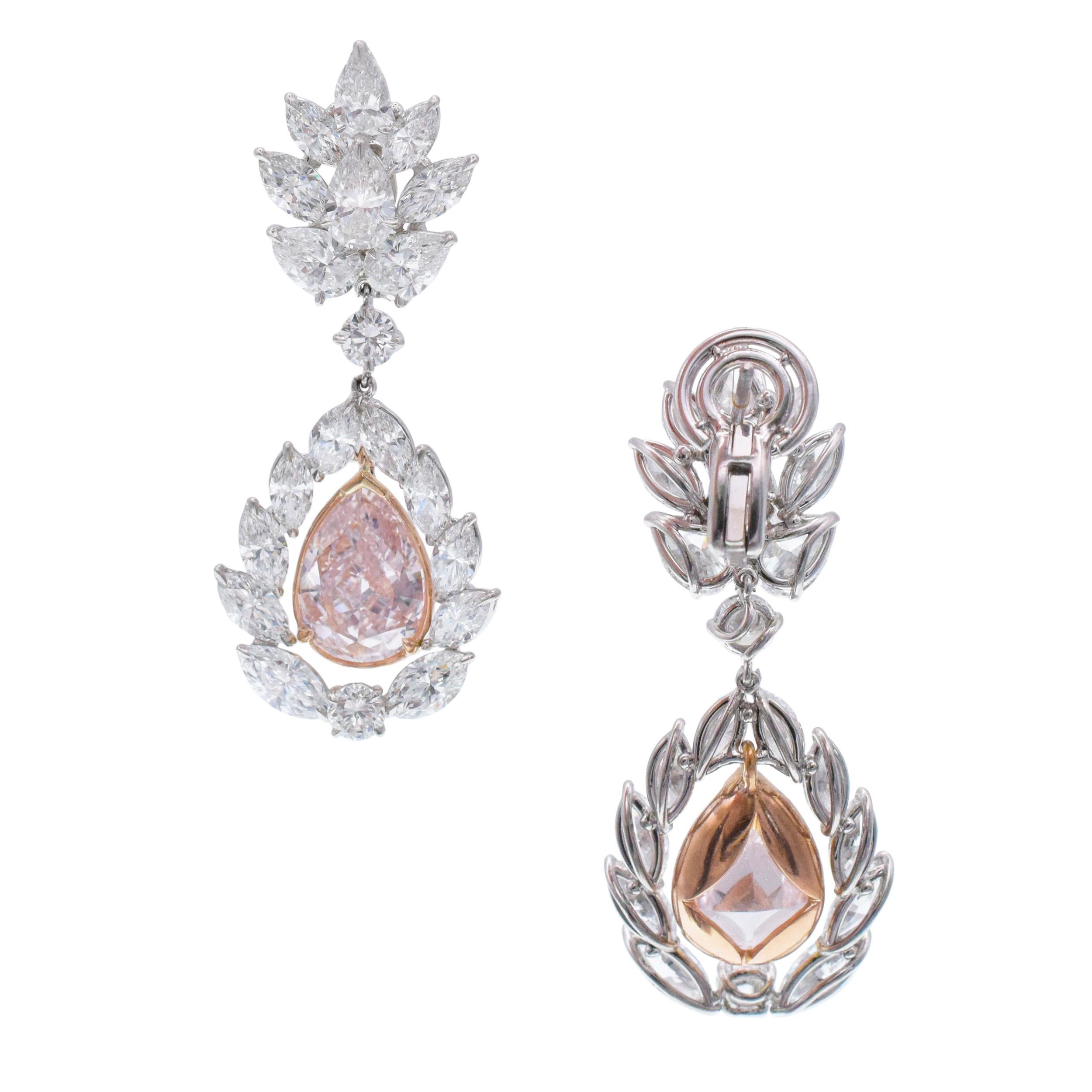 pink diamond drop earrings
