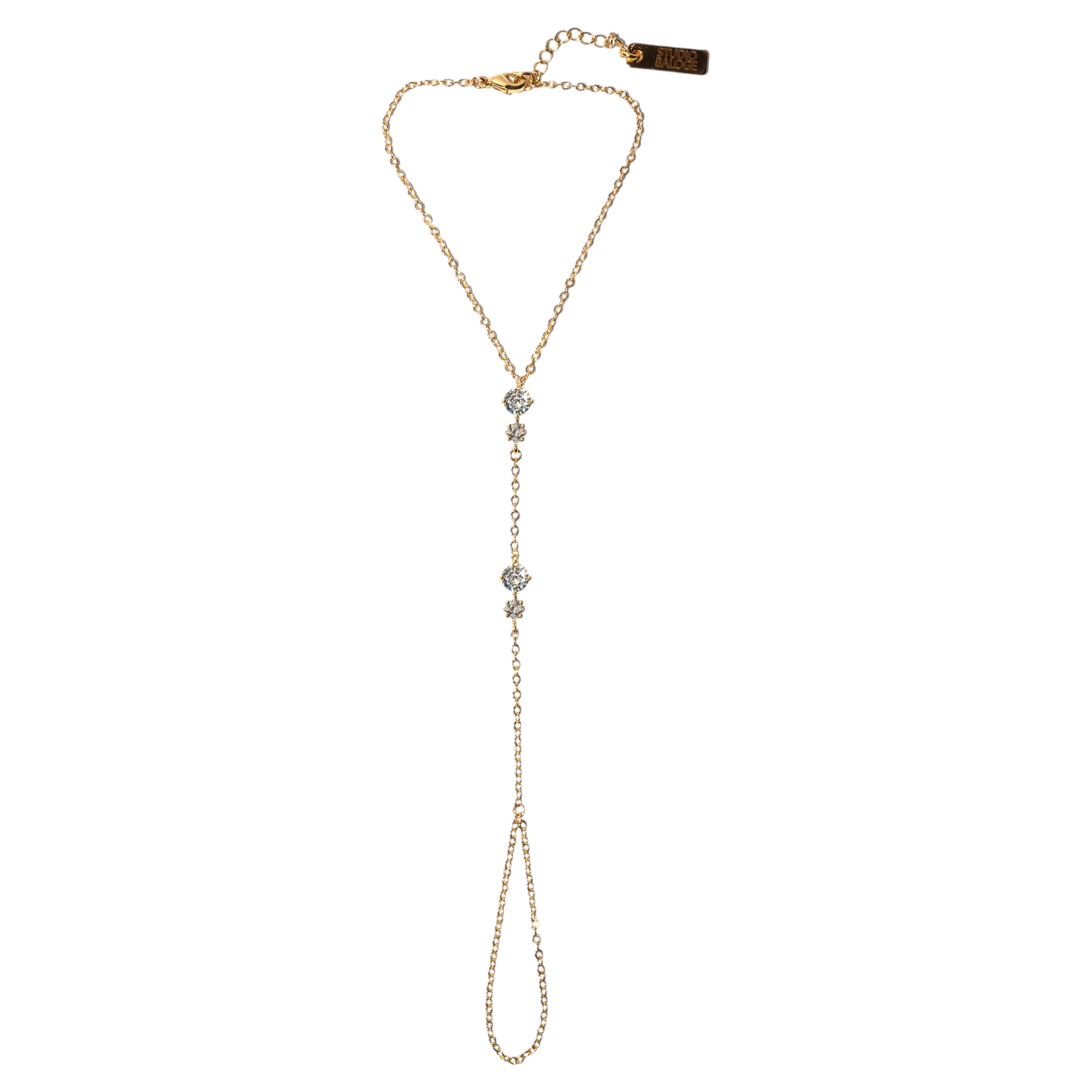 Nalya 14K Gold-Filled Hand Chain with Three Crystal Pendants