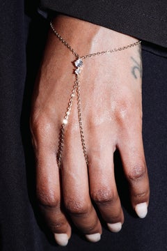 Nalya V-Line 14K Gold-Filled Hand Chain with Central Crystal Accent