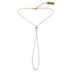Nalya V-Line 14K Gold-Filled Hand Chain with Central Crystal Accent