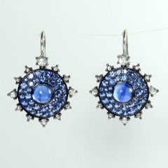 Nam Cho Bullseye Kyanite Sapphire Diamond Gold Earrings