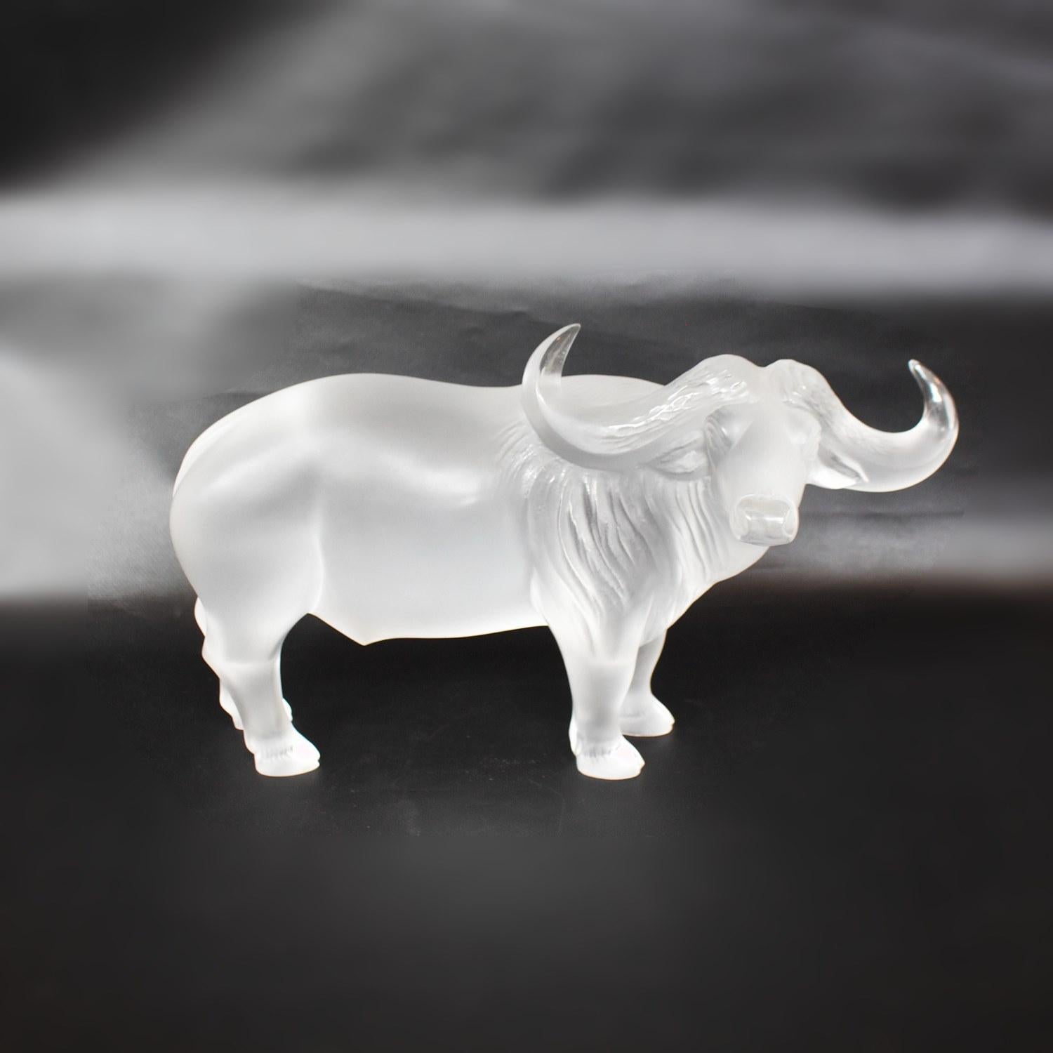 'Nam' Glass Water Buffalo Figurine by Lalique of France 3