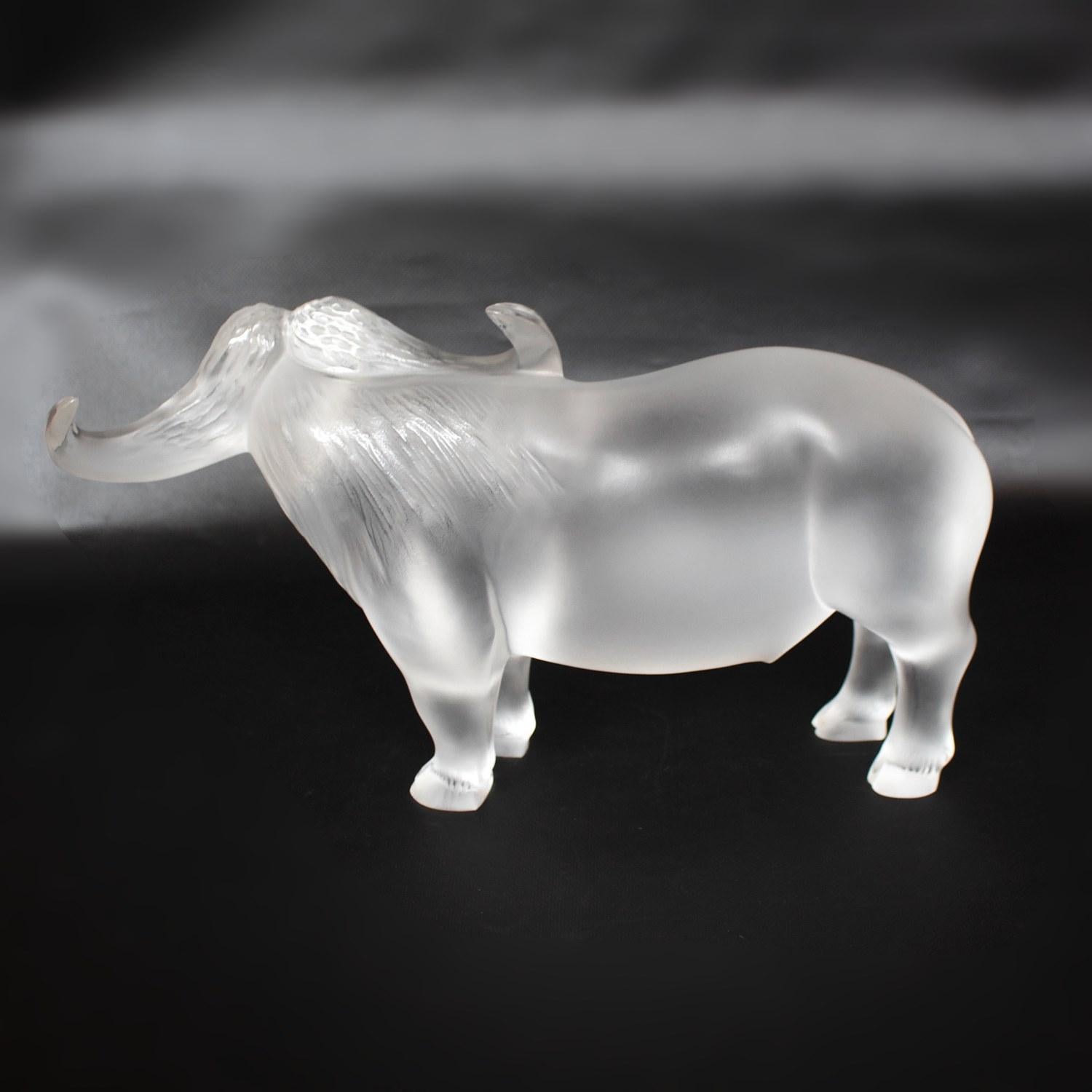 'Nam' Glass Water Buffalo Figurine by Lalique of France In Good Condition In Forest Row, East Sussex