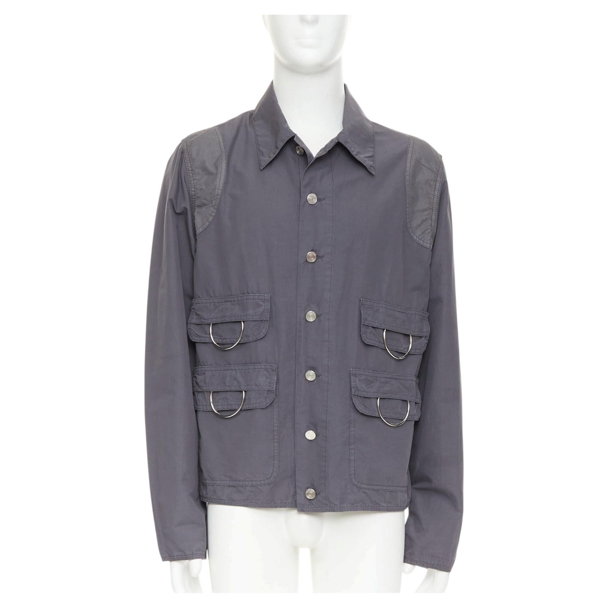 NAMACHEKO 2022 Lupon grey cotton linen silver D-ring utilitarian shirt jacket L