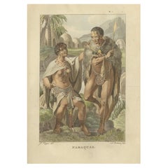 Peuple Namaqua d
Afrique australe - Gravure ethnographique coloriée à la main, c.I.C.