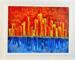 Vintage Modernista di NYC  Skyline  Vista sul fiume  Paesaggio