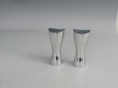 Nambe Studio Polished Modernist Aluminum Salt Pepper Shakers