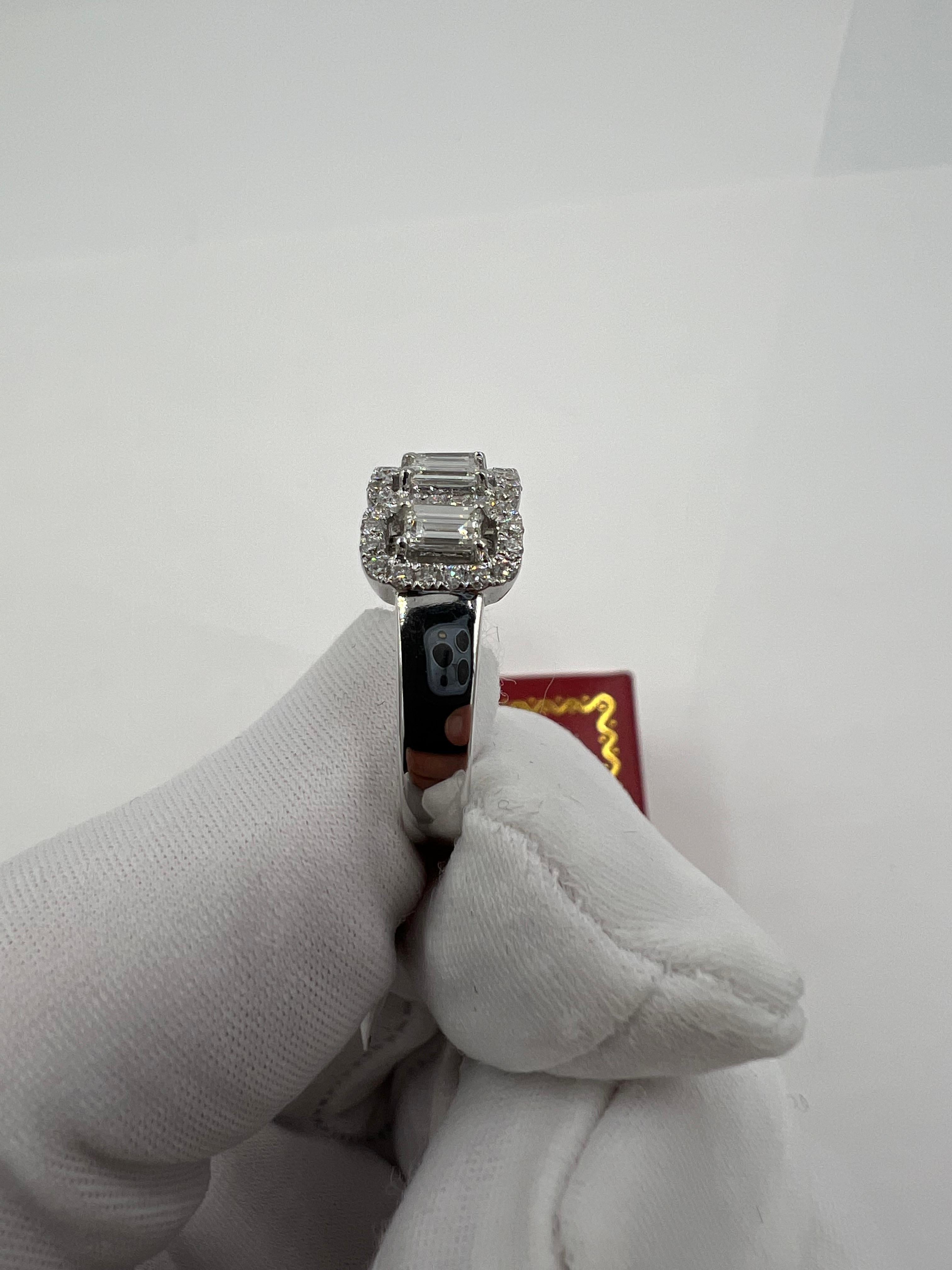 Emerald Cut Namdar Diamond White Gold Band Ring For Sale
