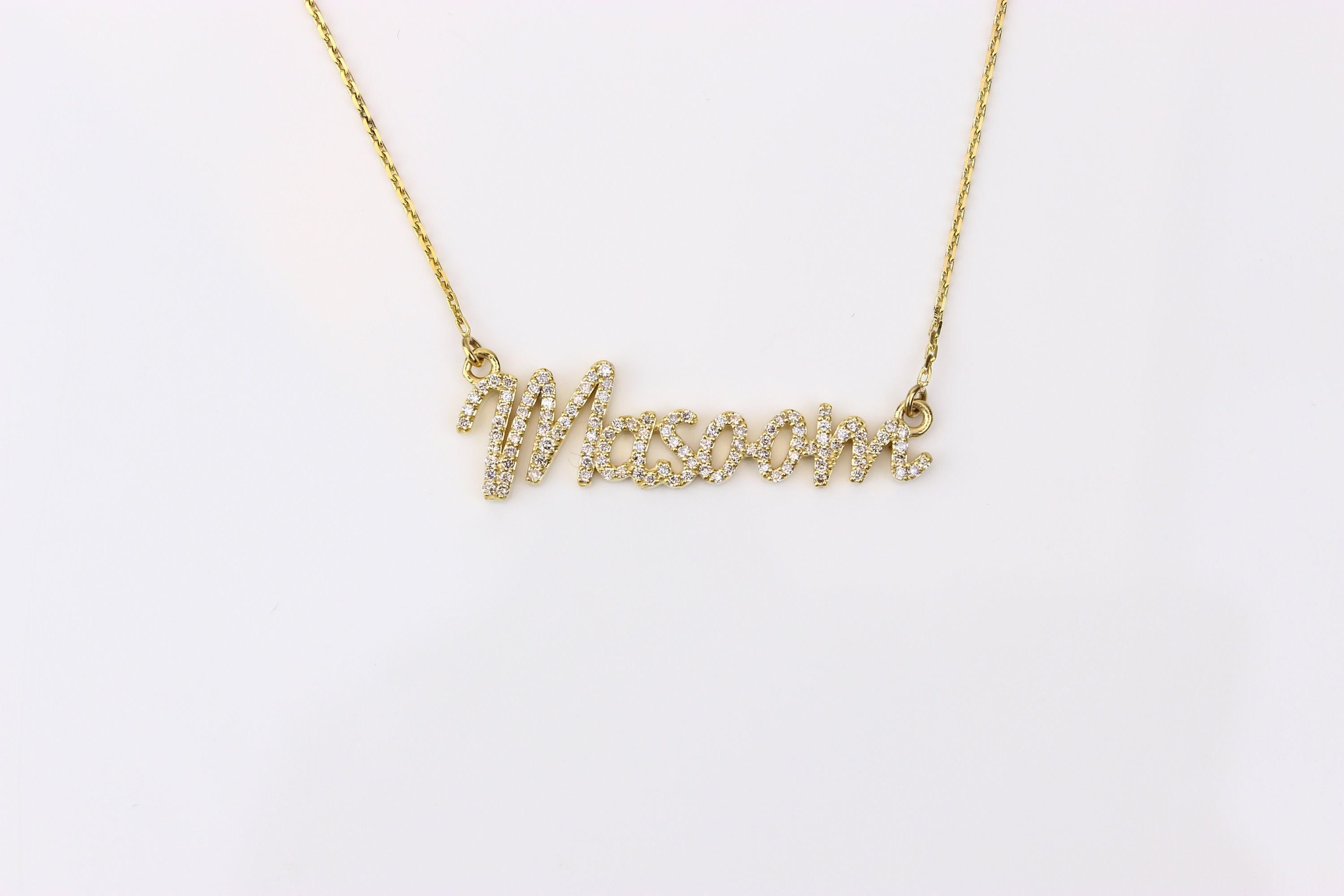 Collana di diamanti con lettera del nome in oro massiccio 14k (certificato) In condizioni Nuovo in vendita a New Delhi, DL