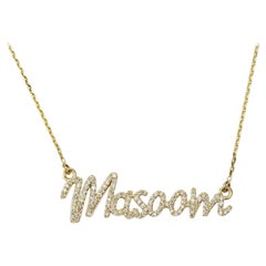 Collana di diamanti con lettera del nome in oro massiccio 14k (certificato)