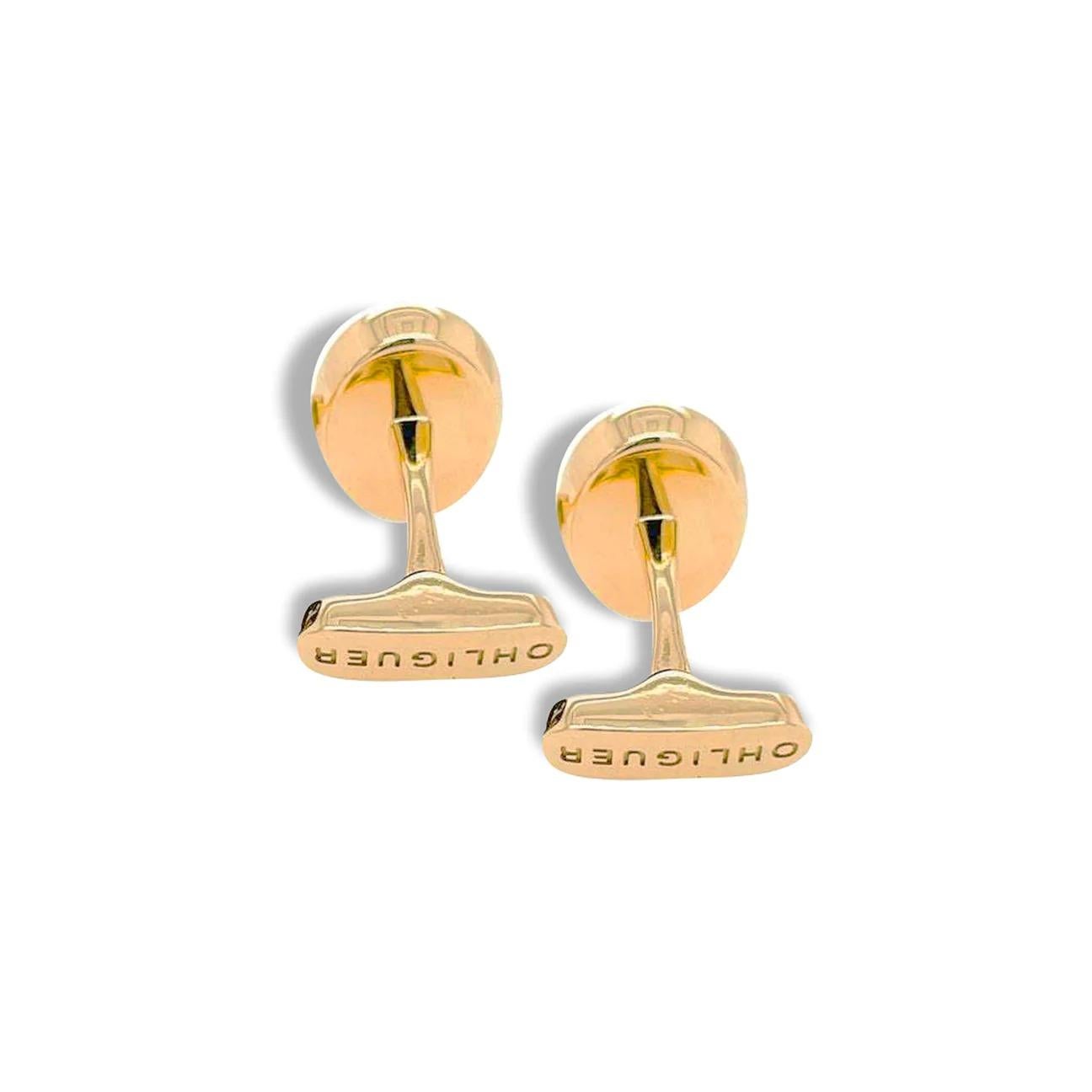 Cabochon Namesake Cufflinks with Pearl and 18ct Yellow Gold For Sale