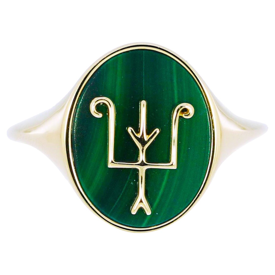 Bague signet Namesake en malachite et or jaune 18 carats
